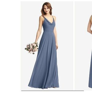 Dessy Group - Cowl Neck Criss Cross Back Maxi Dress